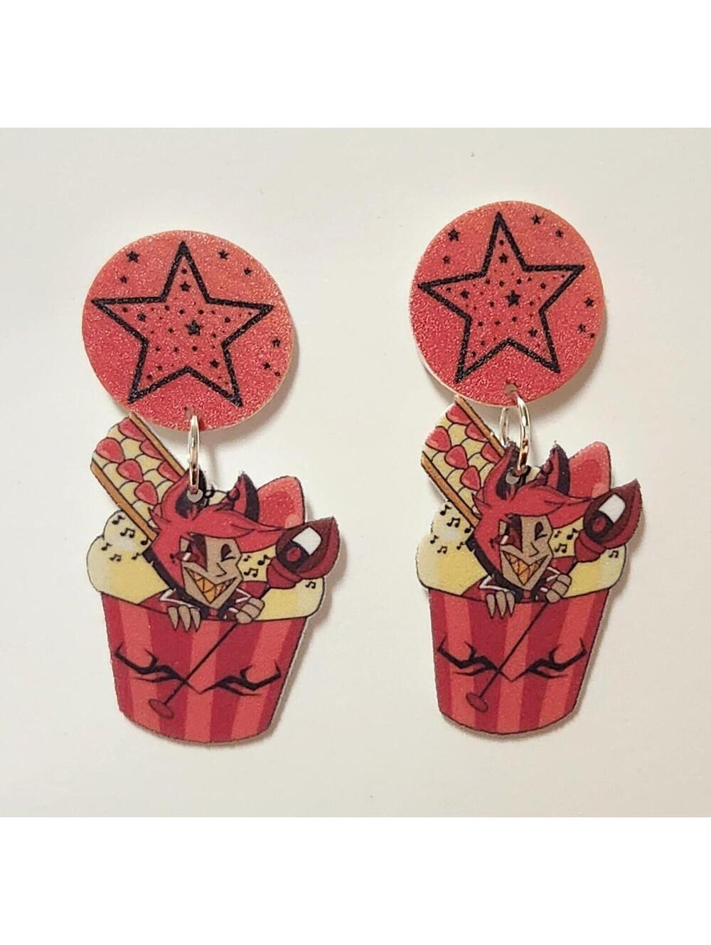Alastor cupcake earrings - Hazbin Hotel